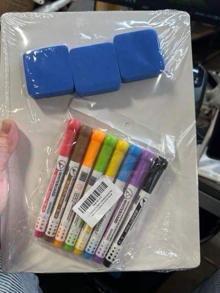 Condition photo showing New/Like New for White Board Dry Erase Boards Classroom Pack Mini White Boards 9" x12” Double Sided Personal Whiteboards for Students Teachers School Supplies Lapboards (Set of 6 Boards & Erasers & Pens)