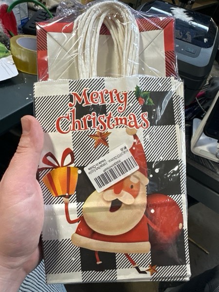 Condition photo showing New/Like New for Aviski 24PCS Christmas Gift Bags Assorted Styles Bags Xmas Kraft Paper Bags with Handles Christmas Goodie Bags with Prints for Xmas Gift Wrapping Party Supplies Plaid - 24pcs