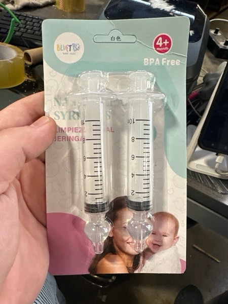 Condition photo showing New/Like New for Bluet B - Baby Nasal Syringe (2-Pack) - Safe Silicone Nasal Aspirator for Newborn - Infant Mucus Removal - 10ml Nose Cleaner Syringe for Baby - Toddler Congestion Relief - Reusable Tips - White 10 ml White