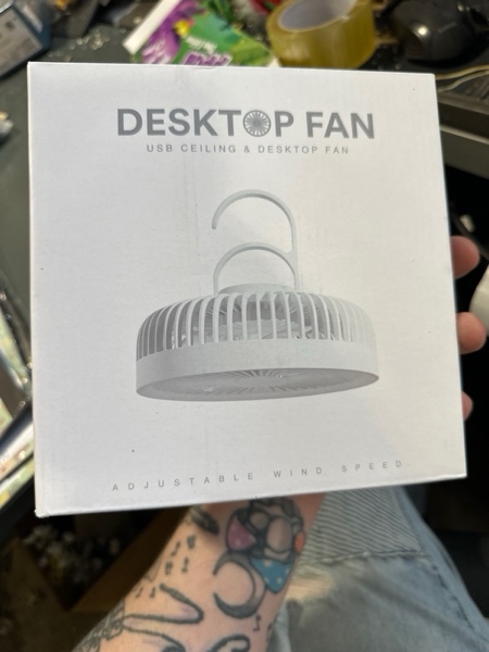 Condition photo showing New/Like New for Camping Fans for Tents,Camping Fan with Light,Camp Fan for Tent, Personal USB Desk Fan Rechargeable Remote Control White Fan, 7 Inch Portable Outdoor Small Hanging White fan with remote