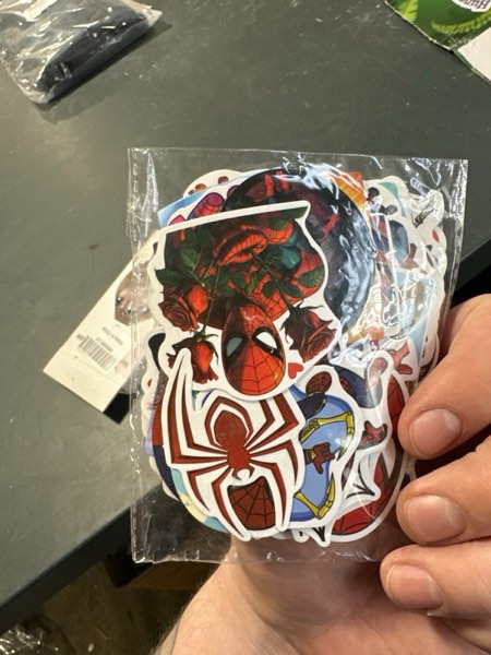 Condition photo showing New/Like New for ?100 PCS Spiderman Stickers for Kids & Teens – Waterproof Superhero Vinyl Decals for Laptop, Water Bottles, Skateboard, Phone – Cool Superhero Stickers Gift Pack