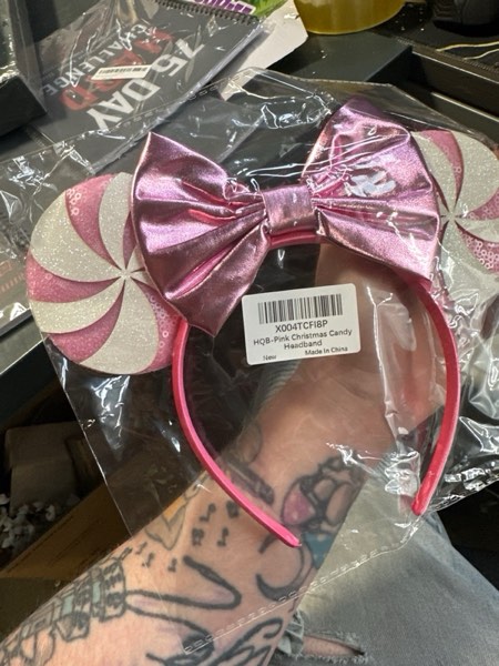 Condition photo showing New/Like New for Christmas Ears Headband Pink Candy Headband for Christmas Headbands Hair Accessories for Women Pink 1 Count (Pack of 1)