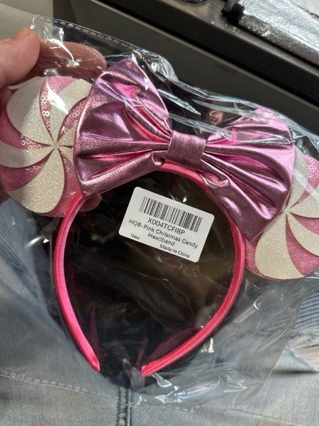 Condition photo showing New/Like New for Christmas Ears Headband Pink Candy Headband for Christmas Headbands Hair Accessories for Women Pink 1 Count (Pack of 1)