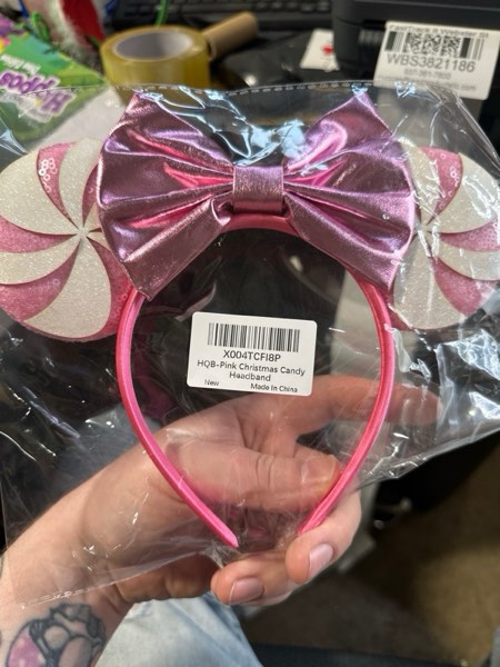 Condition photo showing New/Like New for Christmas Ears Headband Pink Candy Headband for Christmas Headbands Hair Accessories for Women Pink 1 Count (Pack of 1)