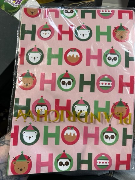 Condition photo showing New/Like New for PlandRichW Vintage Christmas Wrapping Paper - 6 Jumbo Xmas Sheets 28"x40" with Colorful Trees, Snowmen, Bears & “HO HO HO” Patterns - Holiday Gift Wrap for All Ages, Easy - Storage Flat Sheets