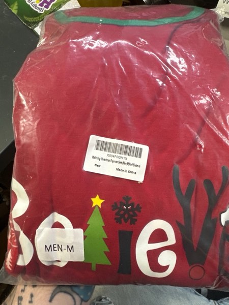 Condition photo showing New/Like New for Onancehim Matching Christmas Pajamas Sets for Family, Cute Womens Mens Christmas Pjs Set Men Medium Red Believe