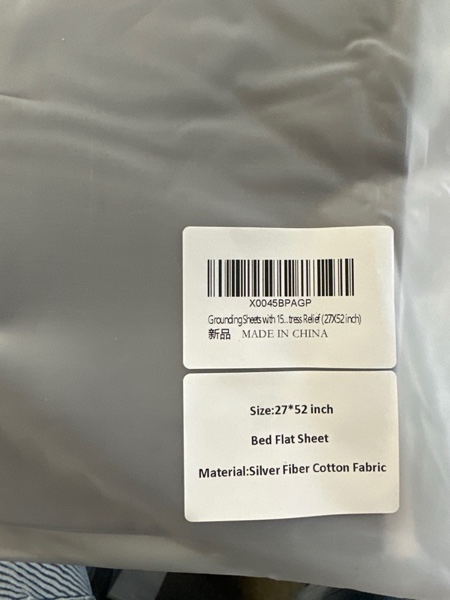 Condition photo showing New/Like New for Grounding Sheet, Grounding Flat Sheet with Silver Fiber Grounded Bed Sheet Earth Sheet for Improved Sleep & Stress Relief (27x52 in) Gray Crib