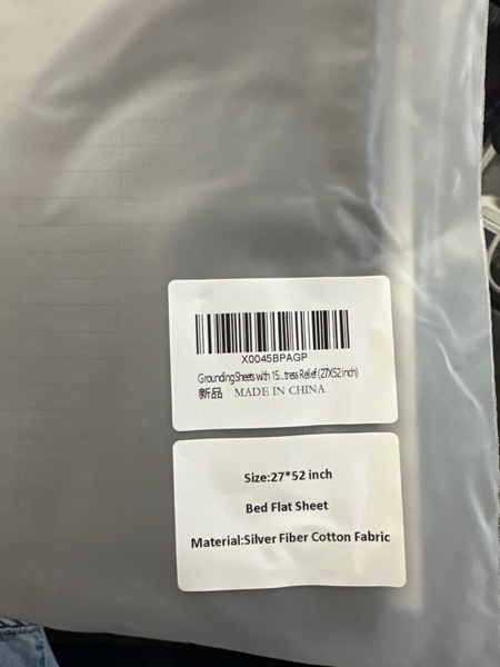 Condition photo showing New/Like New for Grounding Sheet, Grounding Flat Sheet with Silver Fiber Grounded Bed Sheet Earth Sheet for Improved Sleep & Stress Relief (27x52 in) Gray Crib