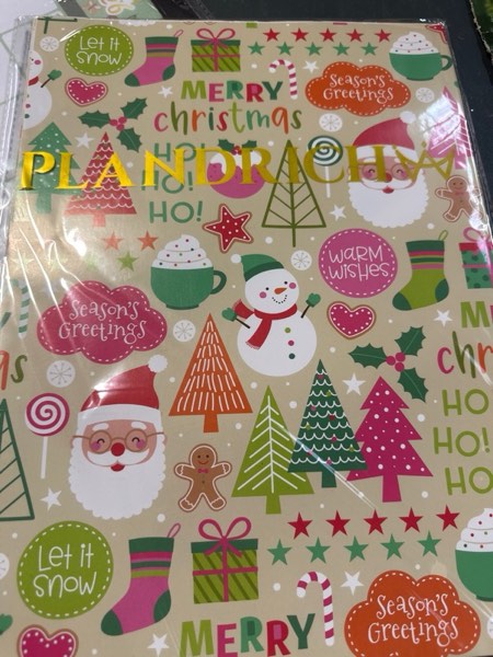 Condition photo showing New/Like New for PlandRichW Vintage Christmas Wrapping Paper - 6 Jumbo Xmas Sheets 28"x40" with Colorful Trees, Snowmen, Bears & “HO HO HO” Patterns - Holiday Gift Wrap for All Ages, Easy - Storage Flat Sheets