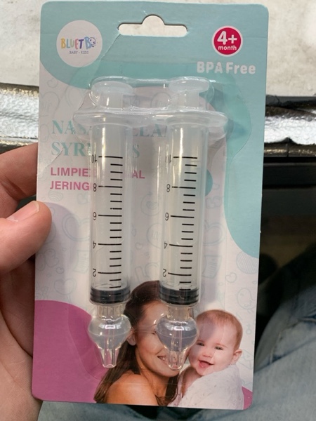 Condition photo showing New/Like New for Bluet B - Baby Nasal Syringe (2-Pack) - Safe Silicone Nasal Aspirator for Newborn - Infant Mucus Removal - 10ml Nose Cleaner Syringe for Baby - Toddler Congestion Relief - Reusable Tips - White 10 ml White