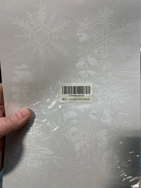 Condition photo showing New/Like New for Christmas Party Decorations - Snowflake Window Clings Stickers for Glass | Christmas Decorations Indoor Outdoor - Holiday Santa Claus Reindeer Decals Xmas Decor Party Favors Supplies for Outside 2025 White Red