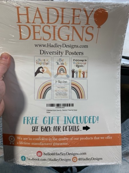 Condition photo showing New/Like New for Hadley Designs Diversity Posters For Classroom Elementary –6 Inclusive Everyone Is Welcome Classroom Decor, Safe Space Sign Preschool Kindness Posters For Classrooms, Boho Multicultural Poster Boho Pastel