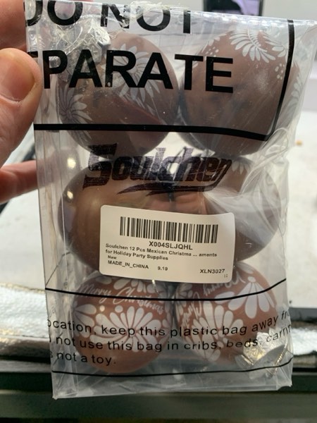 Condition photo showing New/Like New for Soulchen 12 Pcs Mexican Christmas Balls Ornaments Bulk 2.36 Inch Matte Textured Terracotta Clay Pottery Christmas Tree Decorations Cinco De Mayo Boho Xmas Ornaments for Holiday Party Supplies