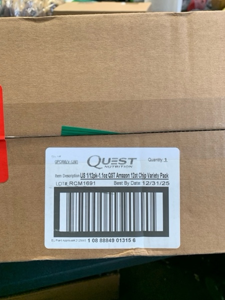 Condition photo showing New/Like New for Quest Nutrition Protein Chips Variety Pack, BBQ, Cheddar & Sour Cream, Sour Cream & Onion, High Protein, Low Carb, 1.1 oz (Pack of 12)