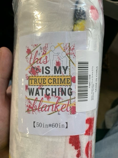 Condition photo showing New/Like New for True Crime Gifts for Women Men, True Crime Blanket, Serial Killer Gifts, Crime Show Lover Gift, Gifts Idea for True Crime Fans, Halloween Crime Gift, Crime Scene/Detective Gift Blanket 60"x50"