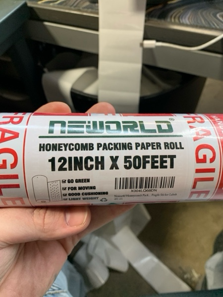 Condition photo showing New/Like New for Neworld Honeycomb Packing Paper,Eco Friendly Bubble Cushioning Wrap for Moving,Products & Gifts Wrapping Paper,Recyclable Cushioning Packing Material(12" x 50') With 20 Fragile Sticker Labels 12" x 50' ft