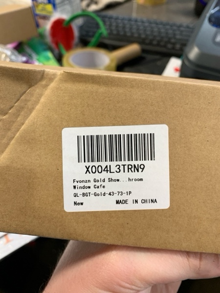 Condition photo showing New/Like New for Gold Shower Curtain Rods for Windows 40-73 inch Adjustable Shower Rod Spring Tension Curtain Rods No Drilling Extra Long Gold Curtain Rod Non Slip Shower Rods for Bathroom Window Cafe 43-73-1P-Gold Gold