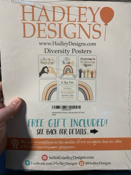Condition photo showing New/Like New for Hadley Designs Diversity Posters For Classroom Elementary –6 Inclusive Everyone Is Welcome Classroom Decor, Safe Space Sign Preschool Kindness Posters For Classrooms, Boho Multicultural Poster Boho Pastel