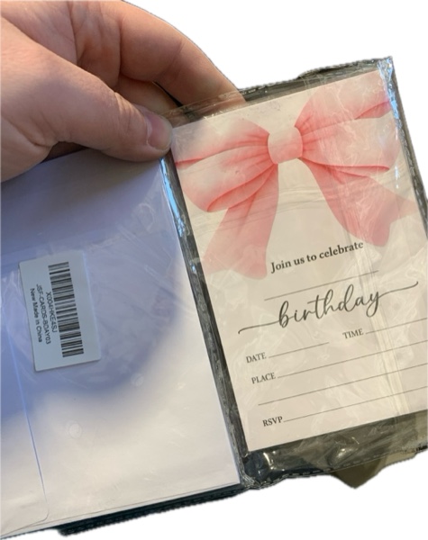 Condition photo showing New/Like New for Pink Bow Birthday Invitation Cards For Girls Adult Teens — Birthday Party Supplies Favors, 20 Fill-In Invitation Cards with Envelopes (03 Pink Bow-B)