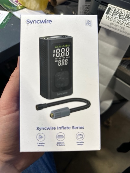 Condition photo showing New/Like New for Syncwire Tire Inflator Portable Air Compressor - 150PSI 2X Faster Inflation Smart Air Pump for Car Tires [Extra-Large LCD] with Digital Pressure Gauge, Auto Shut-Off for Car, Motorcycle, Bike & Balls