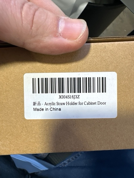 Condition photo showing New/Like New for Acrylic Straw Holder for Cabinet Door – 9.8" Adjustable 2-Part Straw Organizer & Dispenser, Clear Adhesive Mount Kitchen Organizer for Countertops, Cupboards, and Coffee Bar Storage