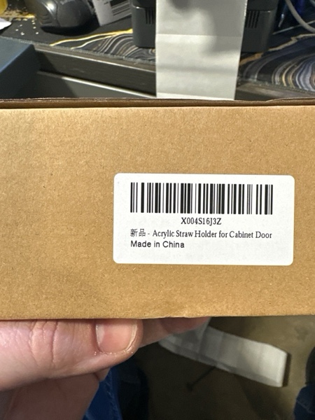 Condition photo showing New/Like New for Acrylic Straw Holder for Cabinet Door – 9.8" Adjustable 2-Part Straw Organizer & Dispenser, Clear Adhesive Mount Kitchen Organizer for Countertops, Cupboards, and Coffee Bar Storage