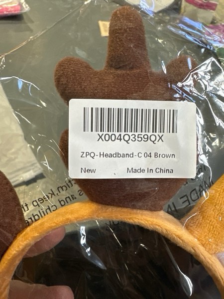 Condition photo showing New/Like New for Brown Christmas Antlers Headband, Fluffy Deer Antlers Hair Accessories for Women, Christmas Holiday Cosplay Costume Party
