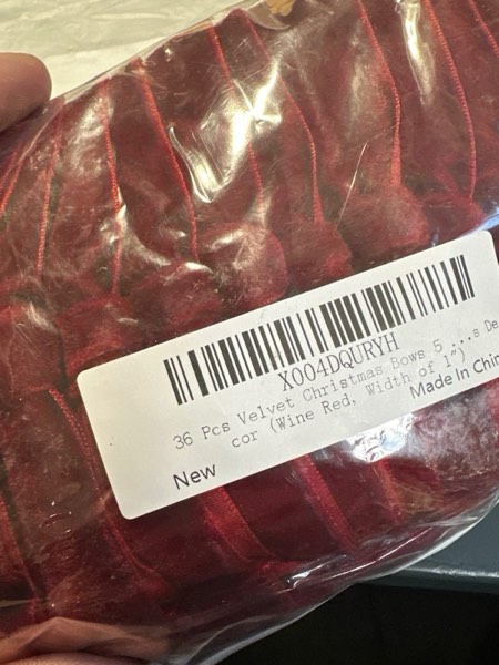 Condition photo showing New/Like New for 36 Pcs Wine Red Velvet Christmas Bows - 5 x 7 Inch Vintage Tree Bows for Rustic Christmas Decor & Wreaths