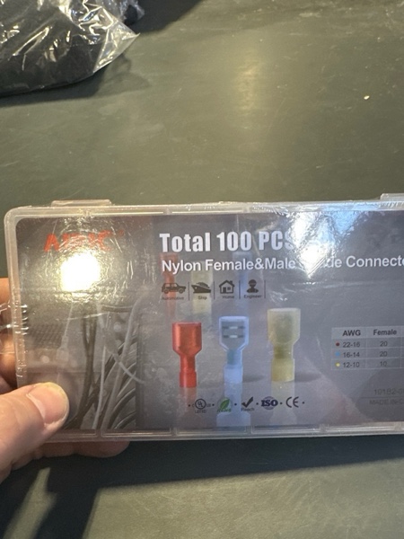 Condition photo showing New/Like New for AIRIC UL Listed Nylon Spade Quick Disconnect Connectors Kit, 22-10 Gauge Male and Female Electrical Connector Wire Spade Crimp Terminals, Wiring Crimps Insulated Terminal Assortment Kits, 100 Pcs Spade-100pcs