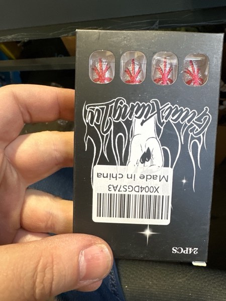 Condition photo showing New/Like New for Christmas Press on Nails Short Almond MABKJLF Nude Fake Nails False Nails with Designs Red Glitter Bow Full Cover Glossy Glue on Nails Stick on Nails for Women Girls 24 Pcs Christmas Nails33