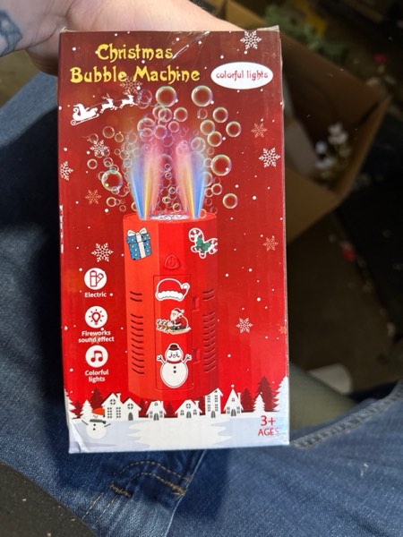 Condition photo showing New/Like New for Fireworks Bubble Machine with Lights and 2 DIY Stickers,Christmas Sound Effects,Rainbow Bubbles,Christmas Toys Stocking Stuffers Gifts for Kids & Adults Christmas Red