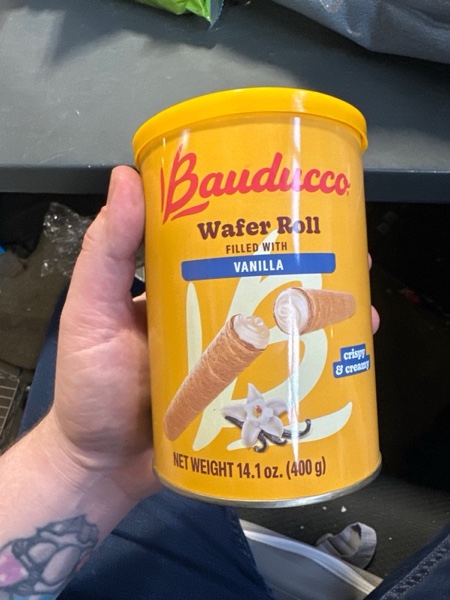 Condition photo showing New/Like New for Bauducco Wafer Rolls, Vanilla, 14.1 oz (Pack of 1) - Crispy Cream-Filled Cookies - Gourmet Rolled Wafer Sticks - Premium Dessert Treat - Perfect for Coffee, Parties & Gift Baskets - Family Sharing Snack