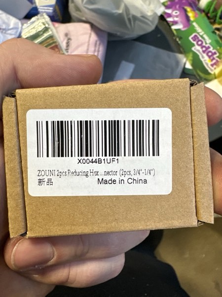 Condition photo showing New/Like New for ZOUNI 2pcs Reducing Hex Nipple, Brass 3/4" NPT Male x 1/4" NPT Male Pipe Fitting Reducer Nipple Adapter 1000psi Reducer Straight Connector (2pcs, 3/4"-1/4")