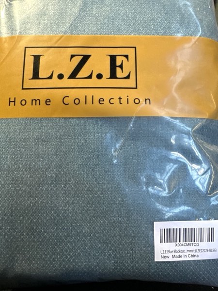 Condition photo showing New/Like New for L.Z.E Denim Blue 100% Blackout Curtains 96 Inches Long for Bedroom Living Room, Linen Textured Room Darkening Thermal Insulated Soundproof Curtains & Drapes Grommet Top Window Treatment 2 Panels Set