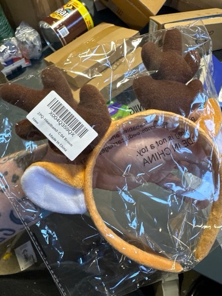 Condition photo showing New/Like New for Brown Christmas Antlers Headband, Fluffy Deer Antlers Hair Accessories for Women, Christmas Holiday Cosplay Costume Party