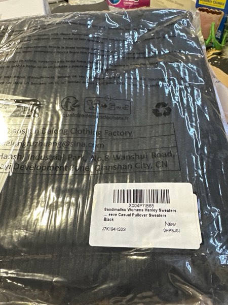 Condition photo showing New/Like New for Saodimallsu Womens Henley Sweater Tops Fall Button Crew Neck Long Sleeve Trendy Loose Ribbed Knit Pullover Sweaters Black Small