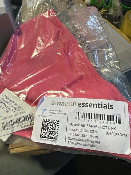 Condition photo showing New/Like New for Amazon Essentials Womens Classic Bikini Swimsuit Bottom Large Hot Pink