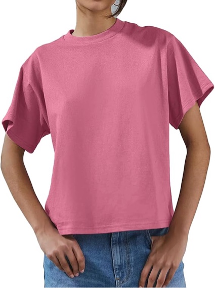 Beumissy Basic Tees for Women Short Sleeve Crewneck Cotton T-Shirts Casual Summer Tops (Small)