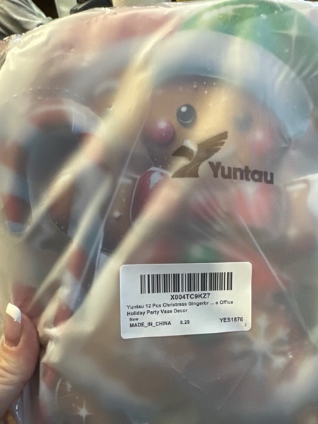 Condition photo showing New/Like New for 12 Pcs Large Gingerbread Man Christmas Ornaments Christmas Tree Picks Decorations Xmas Tree Topper Ornaments for Home Office Winter Holiday Xmas Party Supplies