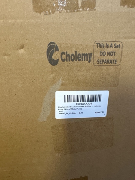 Condition photo showing New/Like New for Cholemy 50 Pcs Christmas Buffalo Plaid Bags with 50 Sheets Tissue Paper 8.3 x 5.9 x 3.15 Inch Xmas Thank You Gift Bags Kraft Paper Bags Holiday Gift Wrapping for Christmas Party (Black White Plaid)