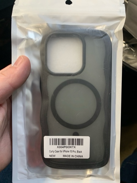 Condition photo showing New/Like New for Hualele Magnetic for iPhone 15 Pro Case, Compatible with MagSafe, Military Grade Dropproof Translucent Matte Back Cute Curly Wave Edge Slim Phone Case 15 Pro, Black Black iPhone 15 Pro