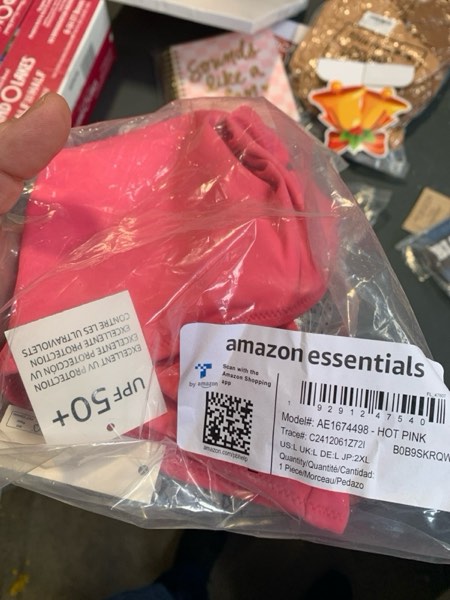 Condition photo showing New/Like New for Amazon Essentials Womens Classic Bikini Swimsuit Bottom Large Hot Pink