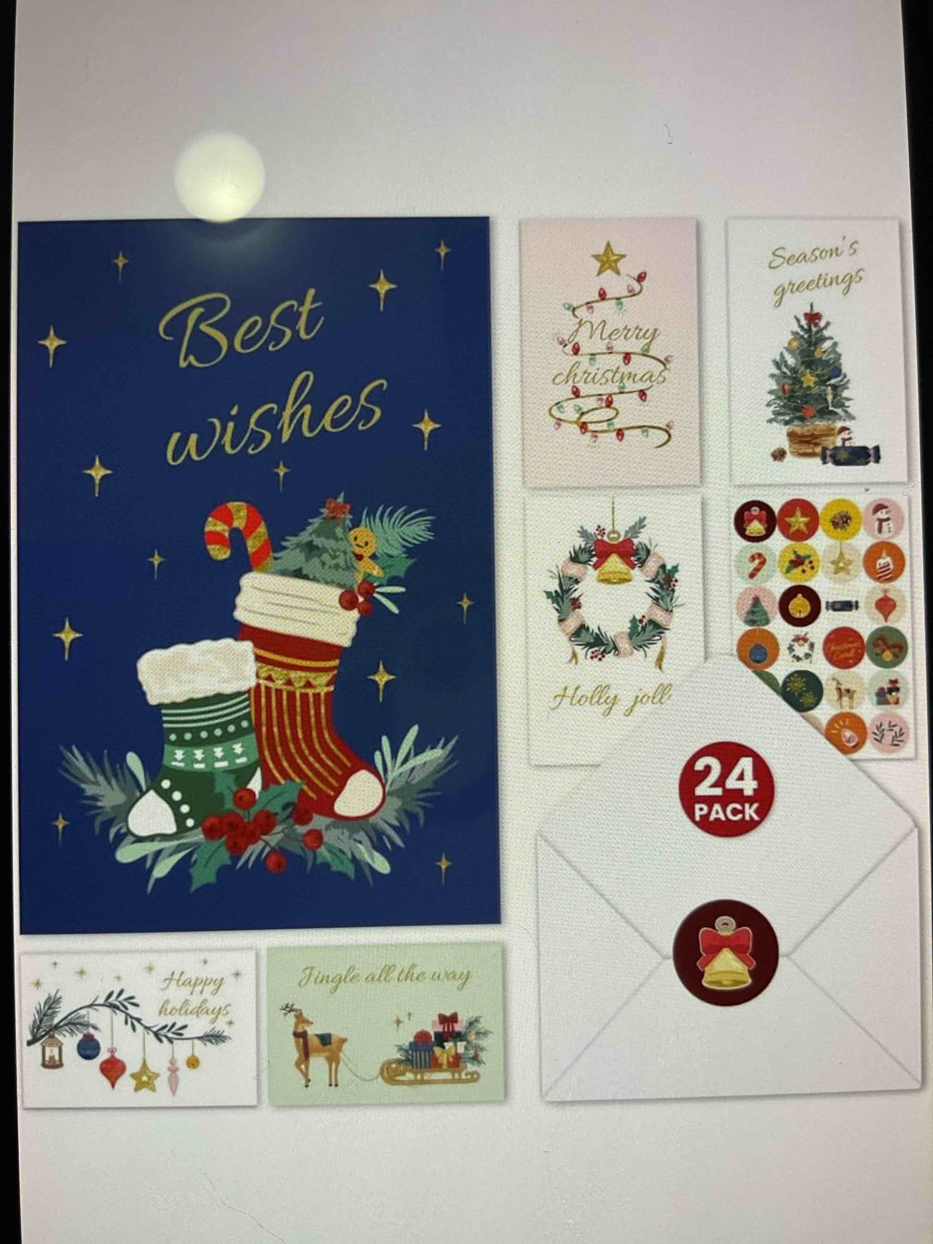 Taja Christmas Cards Set of 24 with Classic Designs, Christmas Cards with Envelopes, Stickers & Storage Box, Assorted Christmas Cards Bulk, Perfect to Send Warm Holiday Wishes to Friends and Family