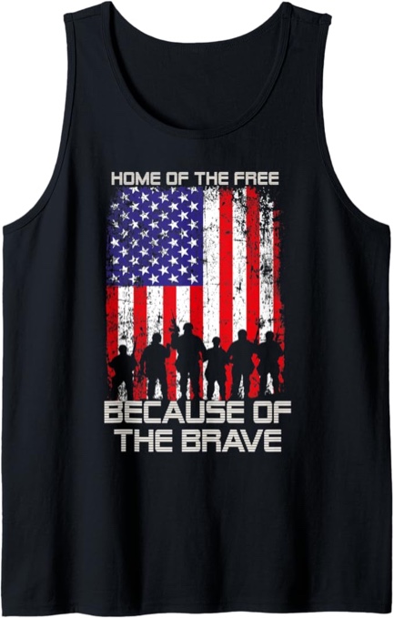 Home Of The Free Because Of The Brave Patriotic Veterans Tank Top
