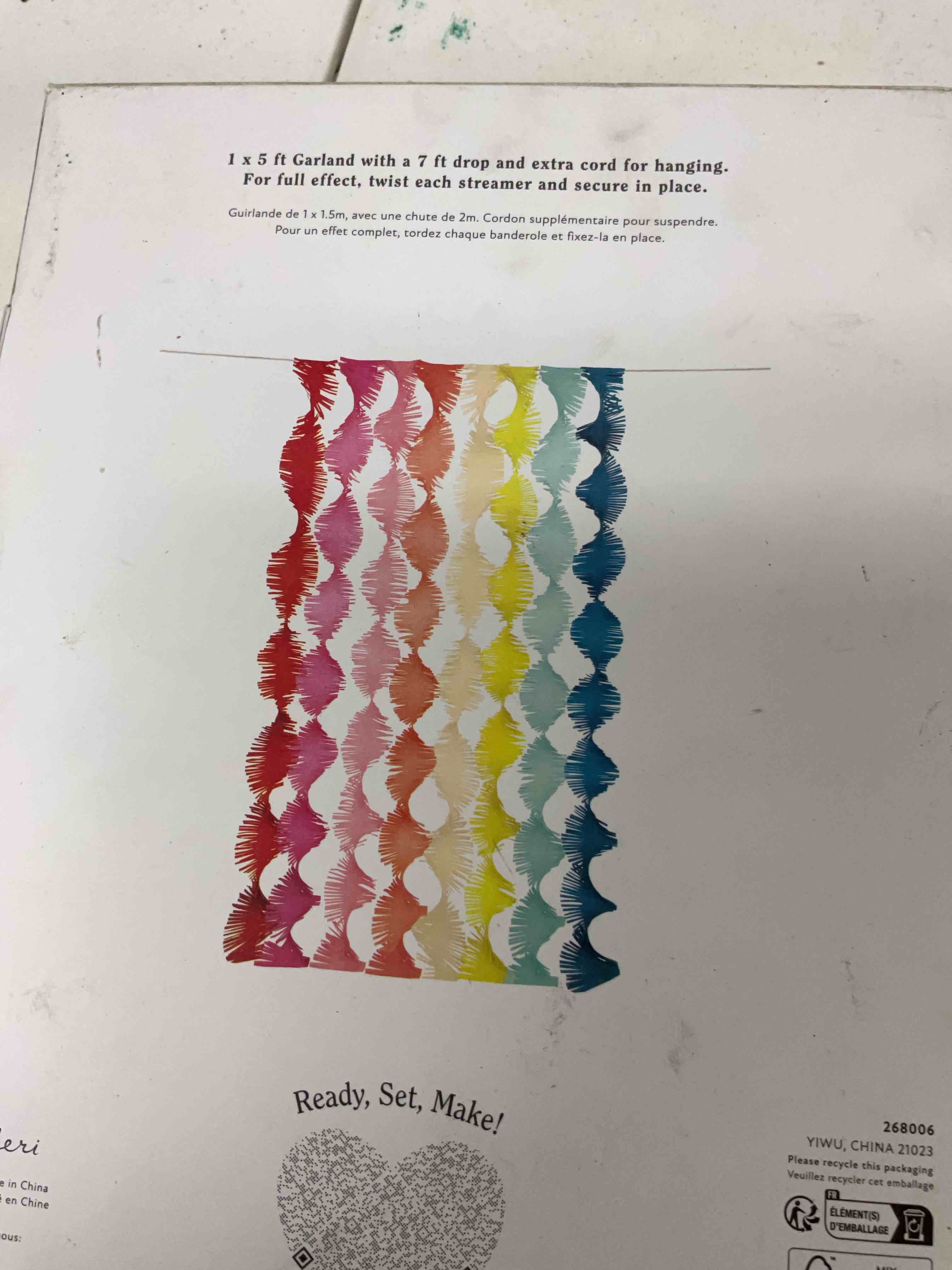 Condition photo showing New/Like New for Meri Meri Rainbow Twisty Fringe Backdrop (Pack of 1)