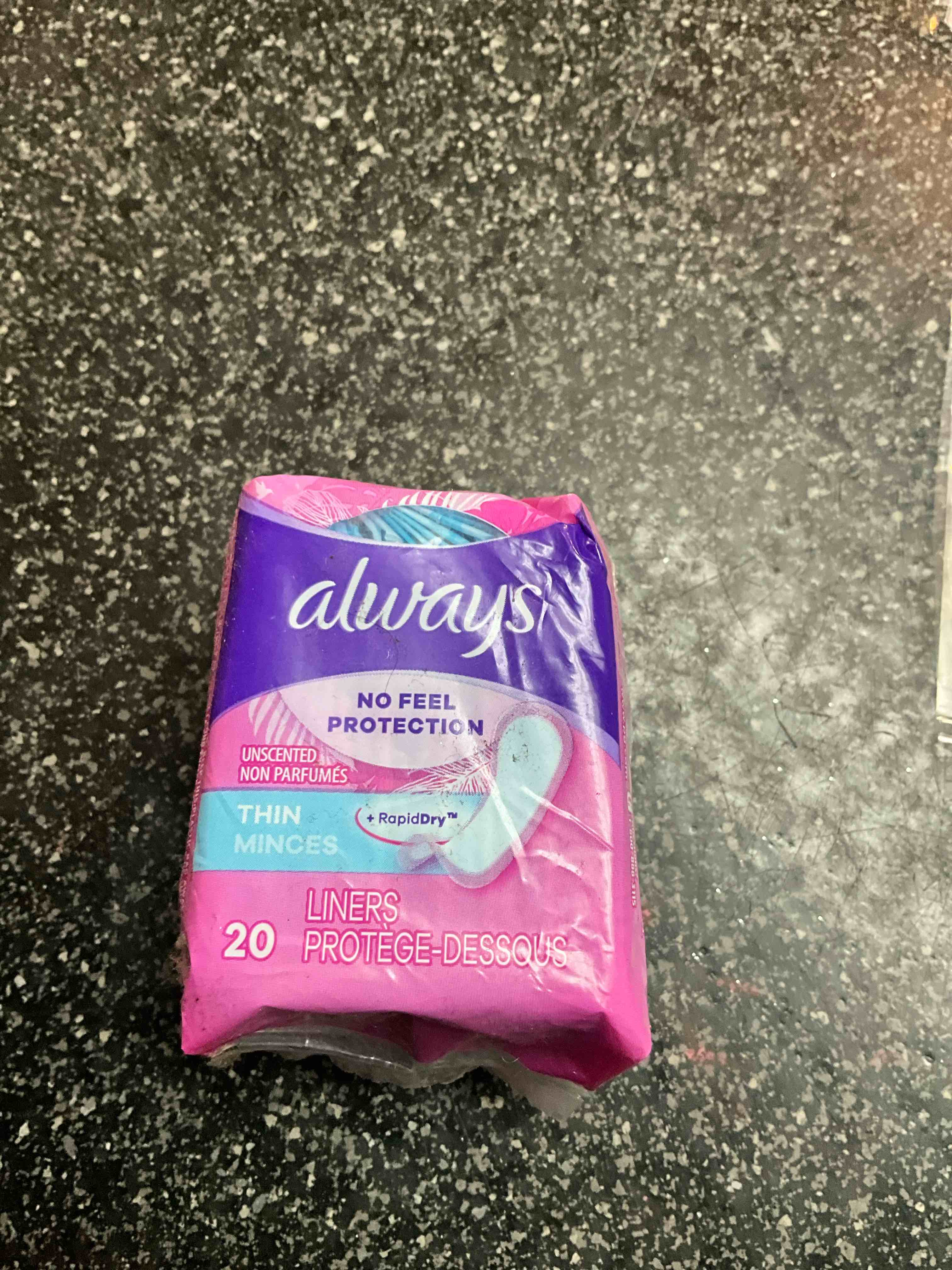 Always Thin Pantiliners Regular Unscented 20 Each 