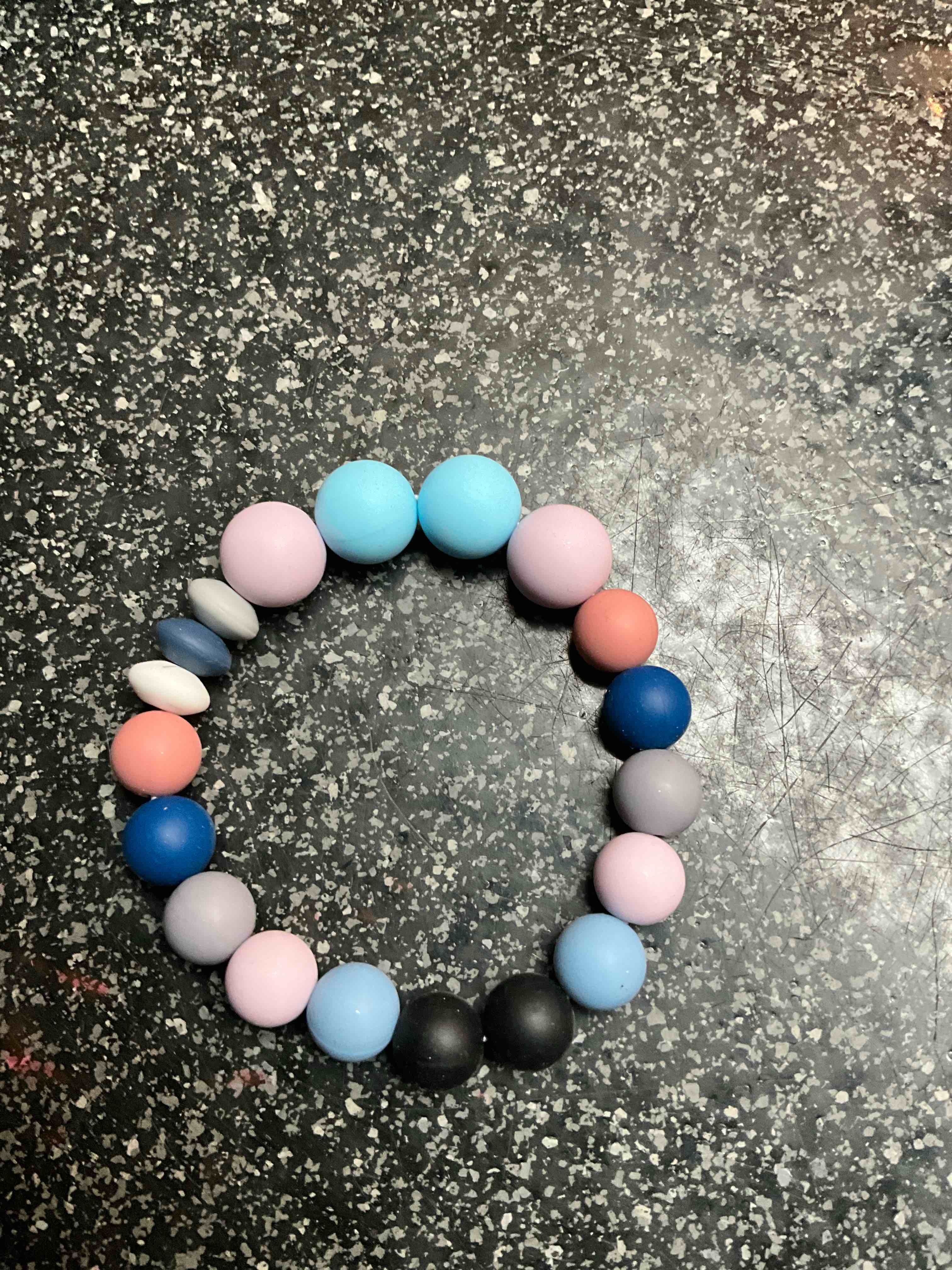 Rubber Beaded Elastic Bracelet - Multi-Colored 