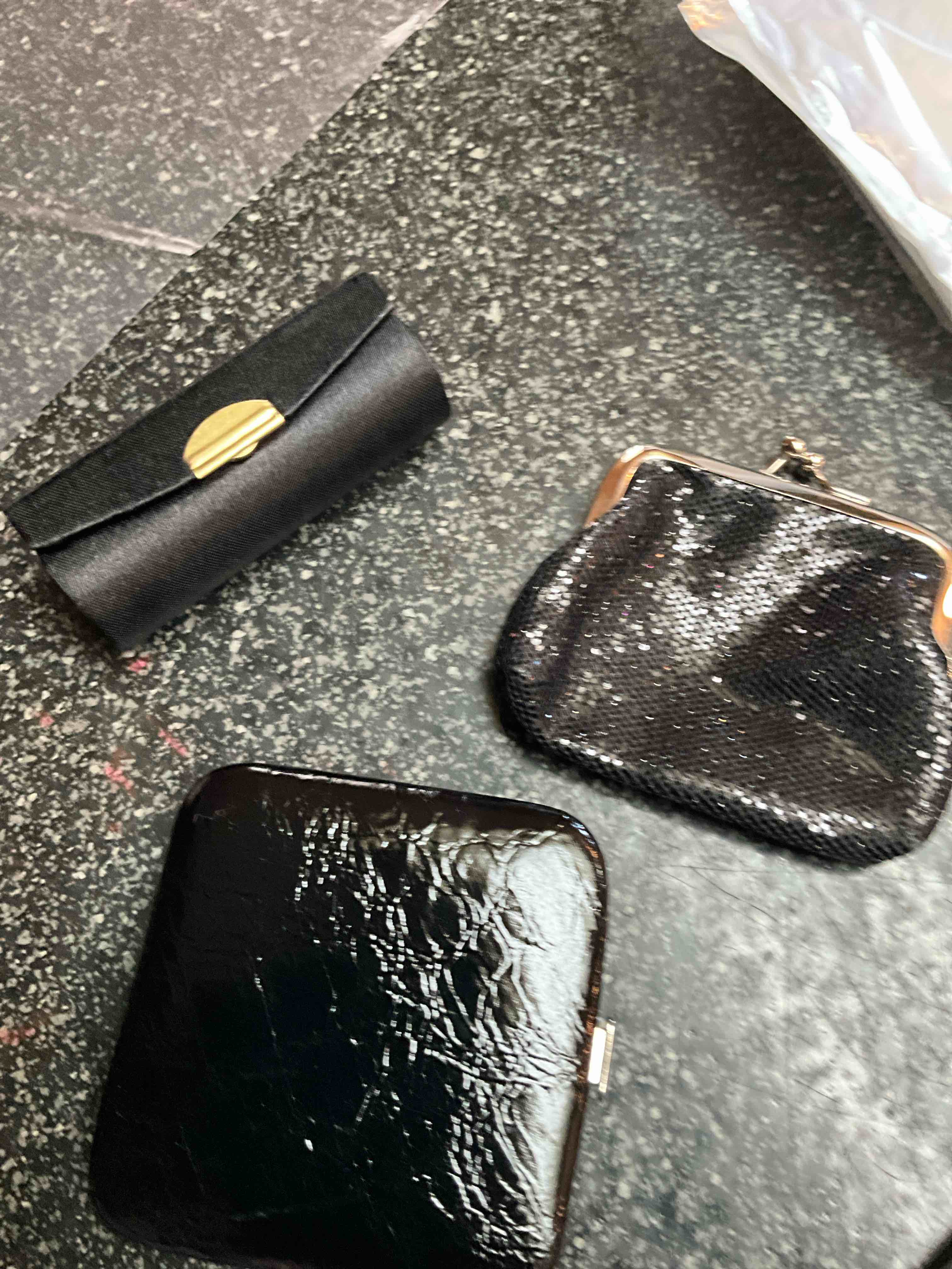 3 Piece Purse Essentials - Black - lipstick holder/mirror/change purse 