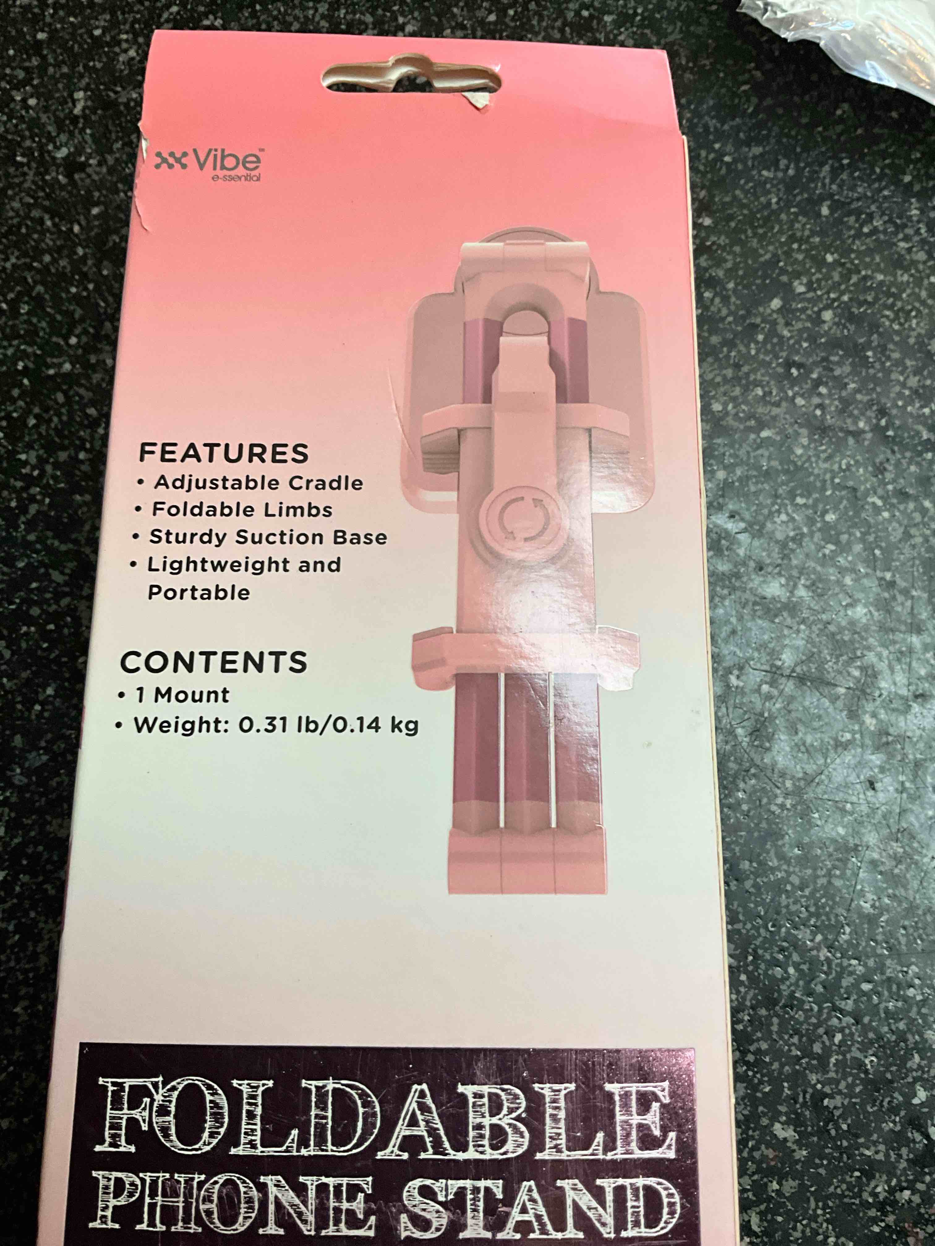 Vibe - Foldable Phone Stand - Pink - (adjustable stand/suction base/light weight/portable