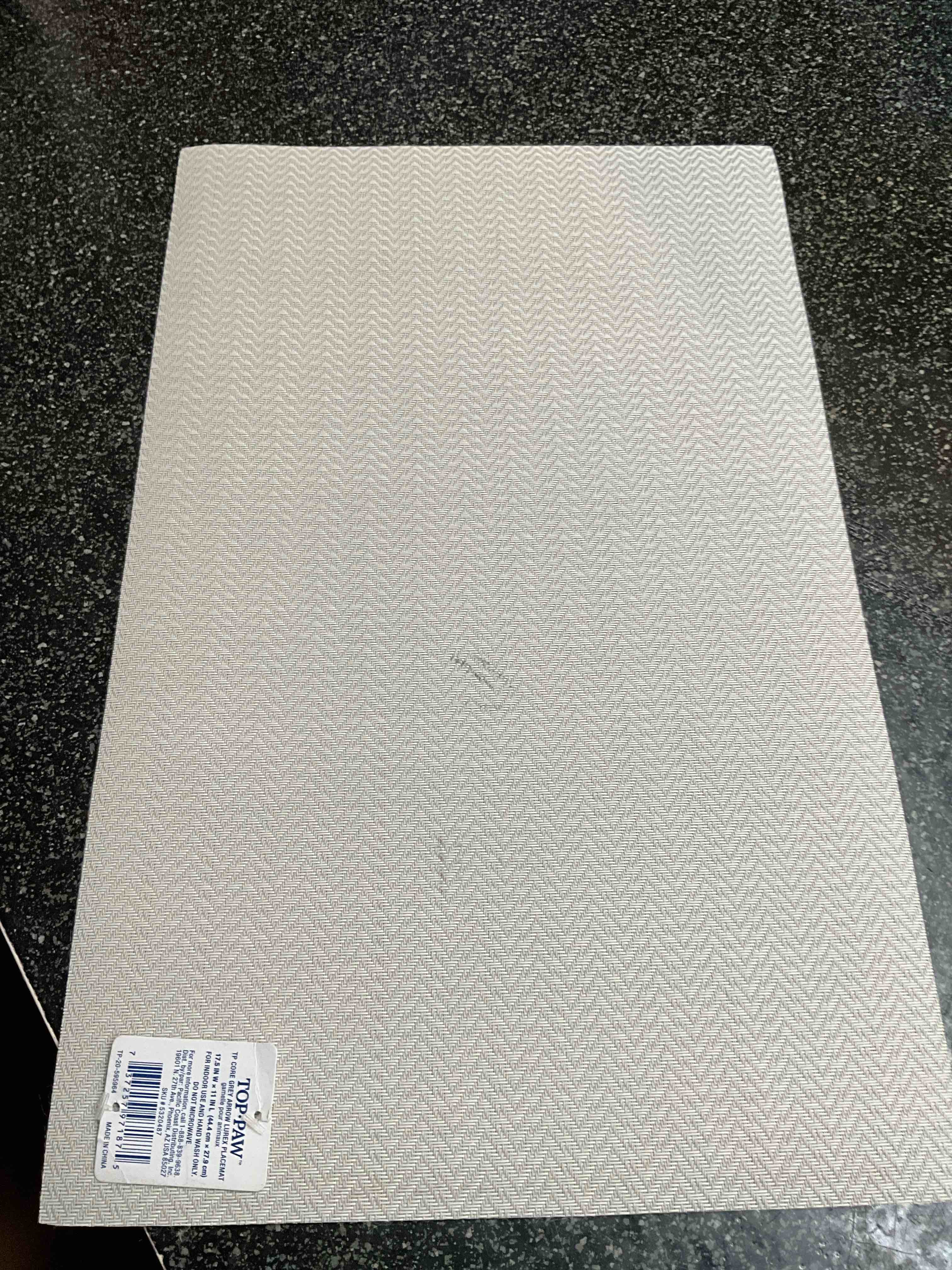 Top Paw - Core Grey Arrow Lurex Pet Food Placemat - 17.5 X 11 